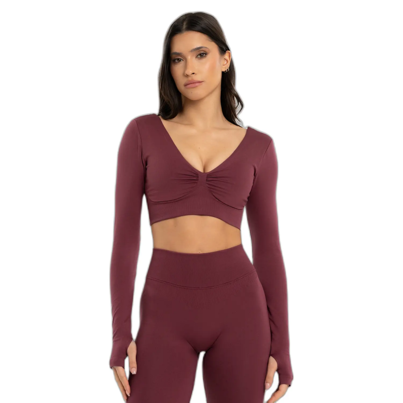 Langarmshirts Damen Gym Glamour Seamless open back