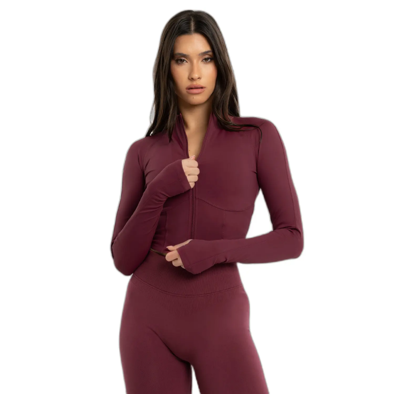 Damen Crop Sweatshirt mit Reißverschluss Gym Glamour
