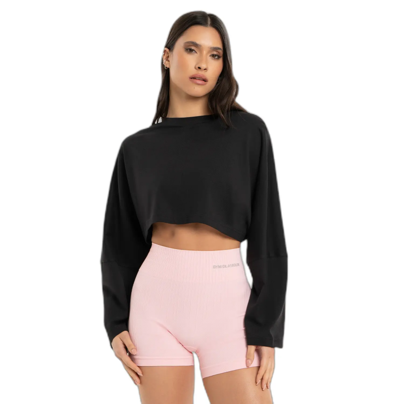 T-Shirt, langarm, crop, Damen Gym Glamour
