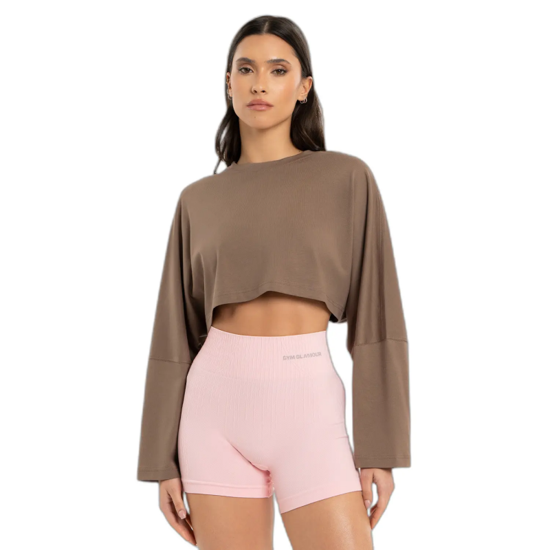T-Shirt, langarm, crop, Damen Gym Glamour