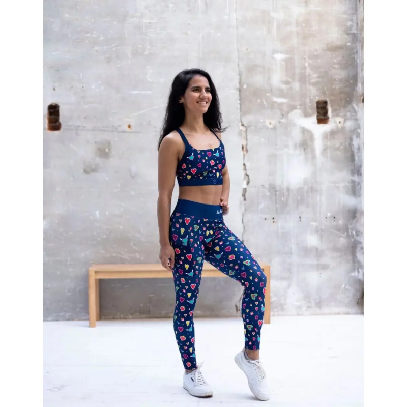 Lange Leggings, Damen Les Poulettes Fitness Cœur
