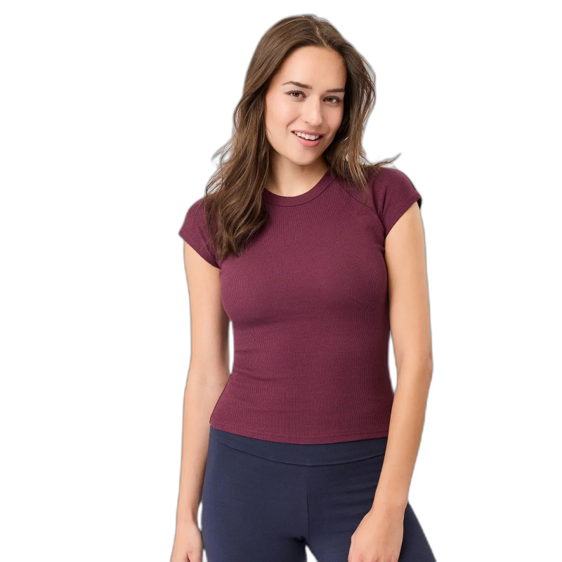 Ripp-T-Shirt in schmaler Passform für Damen Mandala