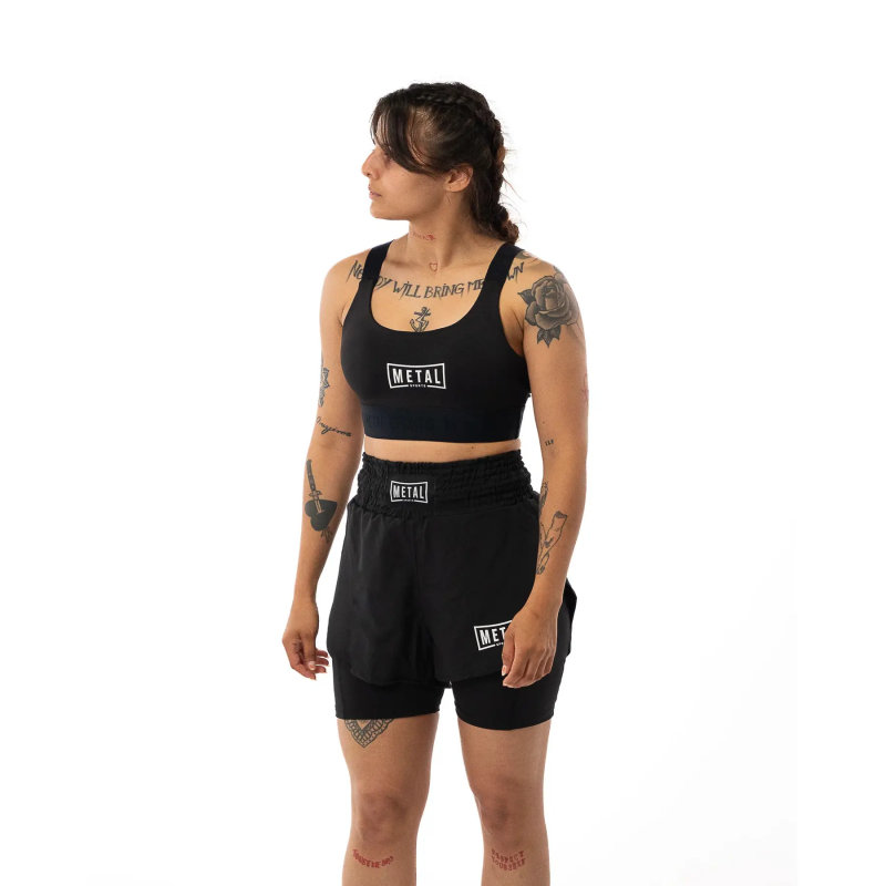 2-in-1 Damen Kampfhose Metal Boxe