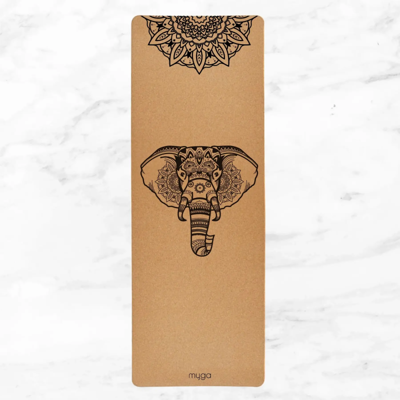 Extra große Kork-Yogamatte Myga Elefant