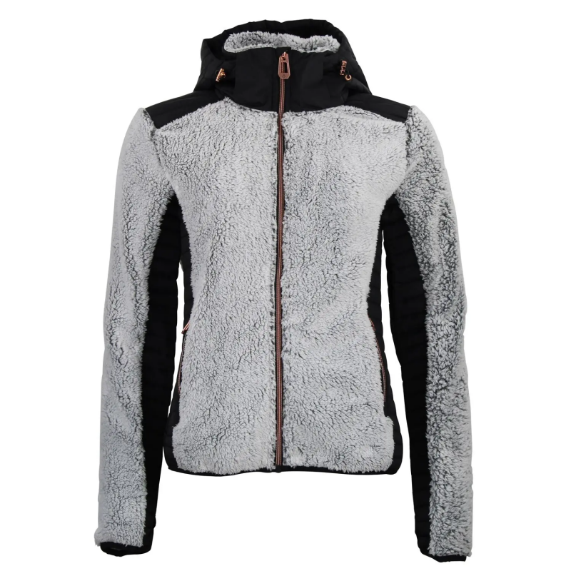 Zweifarbige Kapuzen-Fleecejacke für Damen Peak Mountain