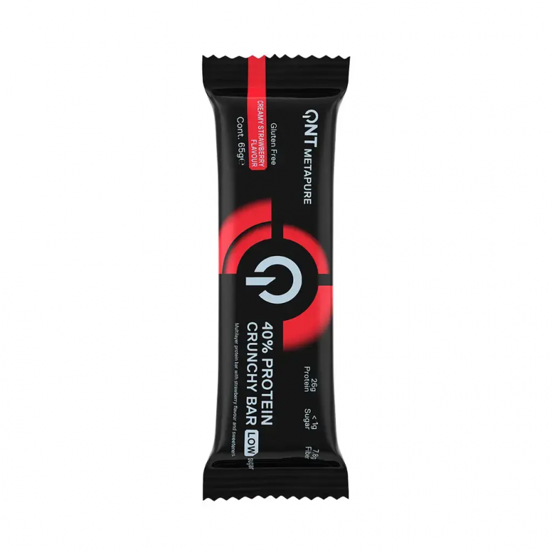 Cremige Erdbeeren Proteinernährung QNT Metapure 40% Protein Crunchy Bar Low Sugar