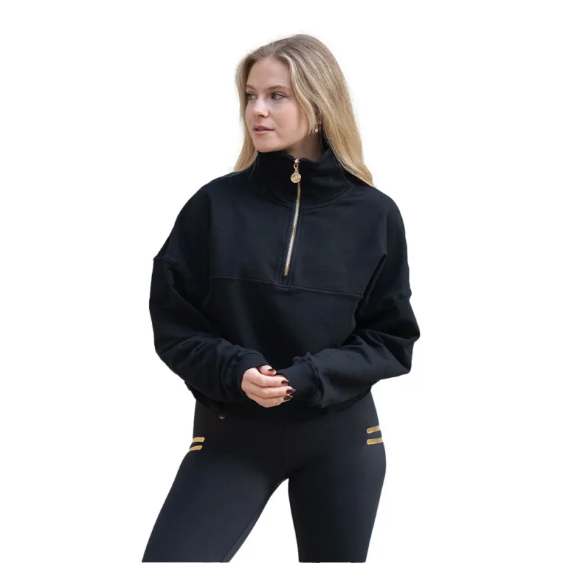 Sweatshirt 1/2 Zip Casual Damen Wallderinska Edge Cozy