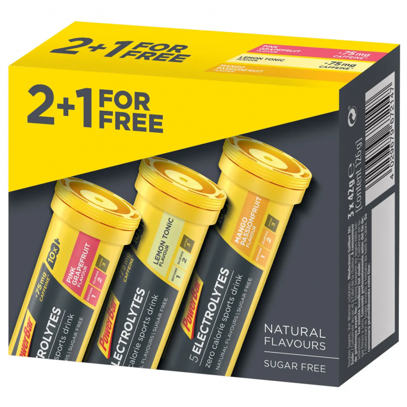 Elektrolyte PowerBar 5 Elektrolyte MultiPack 8 packs of 2+1x10 tabs Mixed : Mango Passion Fruit+Pink Grapefruit+Lemon Tonic