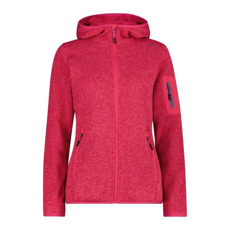 Dicke gestreifte Kapuzenfleecejacke Damen CMP Knit-Tech