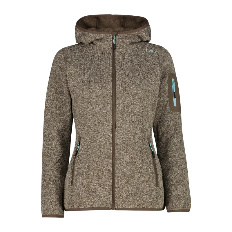 Dicke gestreifte Kapuzenfleecejacke Damen CMP Knit-Tech