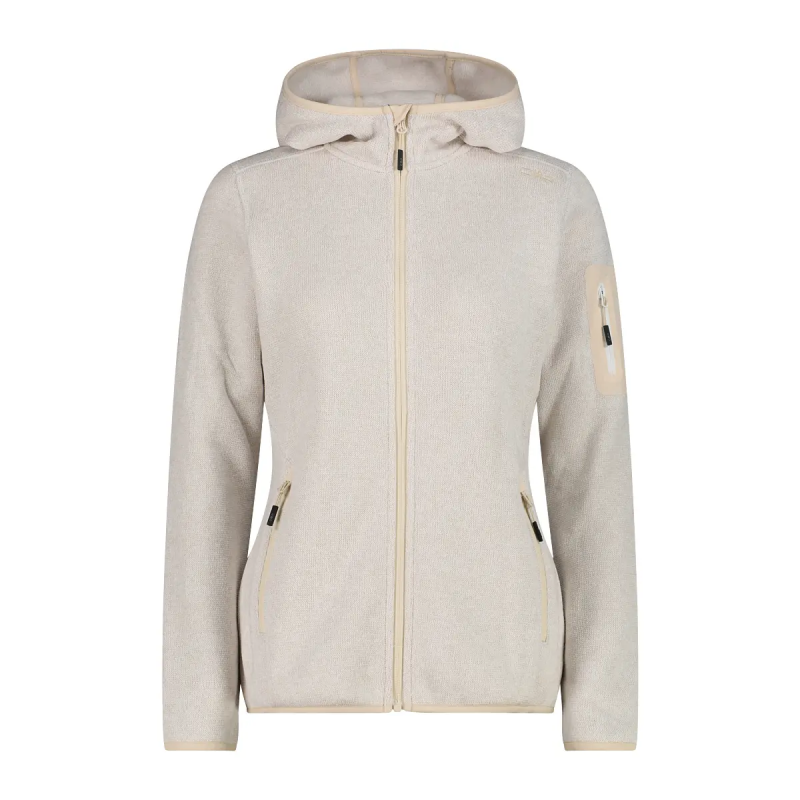 Dicke gestreifte Kapuzenfleecejacke Damen CMP Knit-Tech