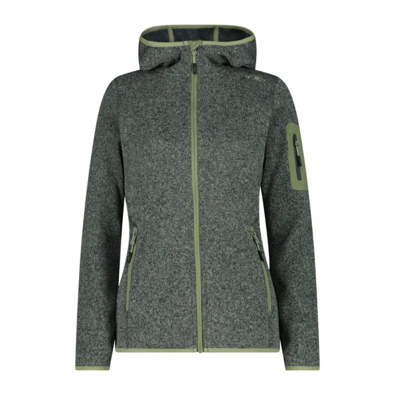 Dicke gestreifte Kapuzenfleecejacke Damen CMP Knit-Tech