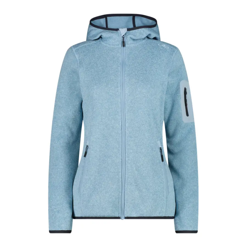 Dicke gestreifte Kapuzenfleecejacke Damen CMP Knit-Tech