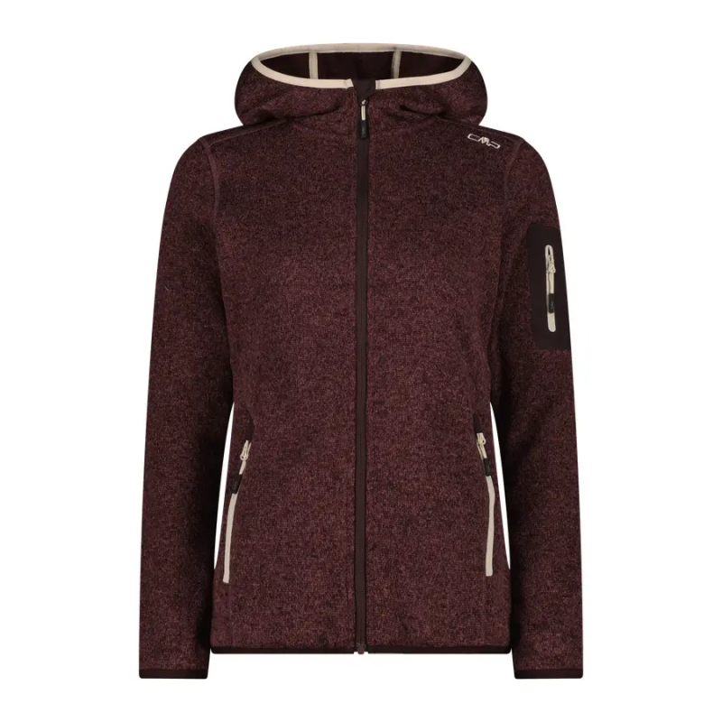 Dicke gestreifte Kapuzenfleecejacke Damen CMP Knit-Tech