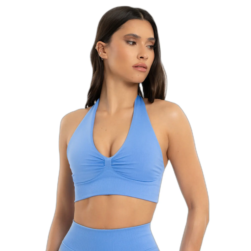 Neckholder-Sport-BH, Damen Gym Glamour Seamless open back