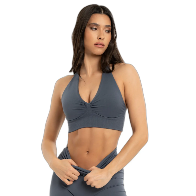 Neckholder-Sport-BH, Damen Gym Glamour Seamless open back