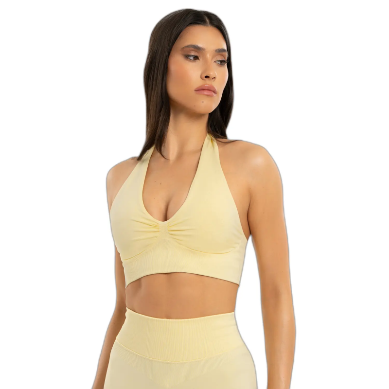 Neckholder-Sport-BH, Damen Gym Glamour Seamless open back