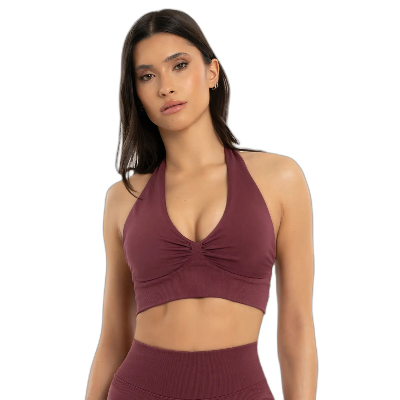 Neckholder-Sport-BH, Damen Gym Glamour Seamless open back