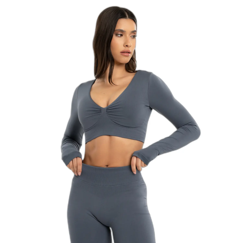 Langarmshirts Damen Gym Glamour Seamless open back
