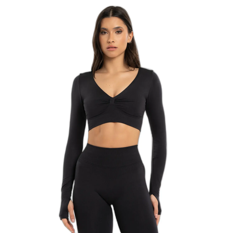 Langarmshirts Damen Gym Glamour Seamless open back