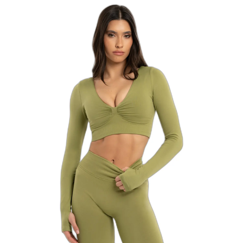 Langarmshirts Damen Gym Glamour Seamless open back