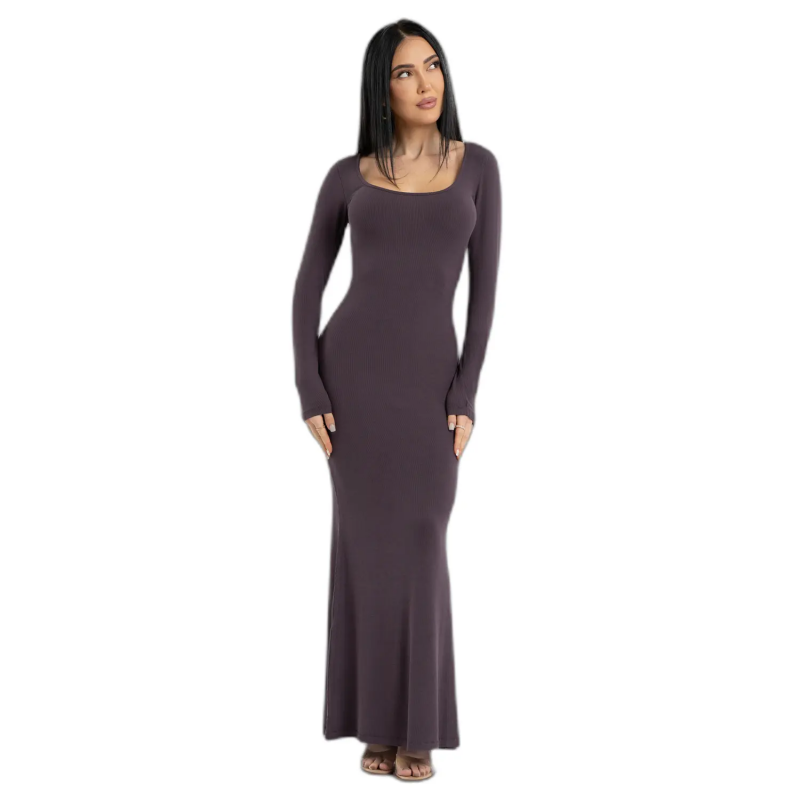 Kleid mit langen Ärmeln, Damen Gym Glamour Flexi Maxi