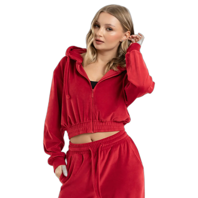 Fleece Zip Sweatshirt Damen Gym Glamour
