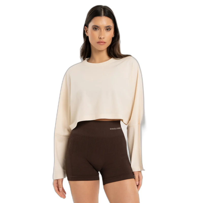 T-Shirt, langarm, crop, Damen Gym Glamour