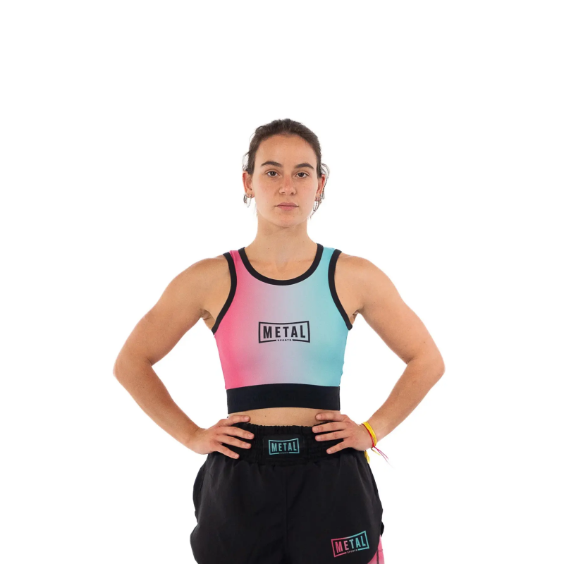 Damen-Sport-BH Metal Boxe Miami Vibe