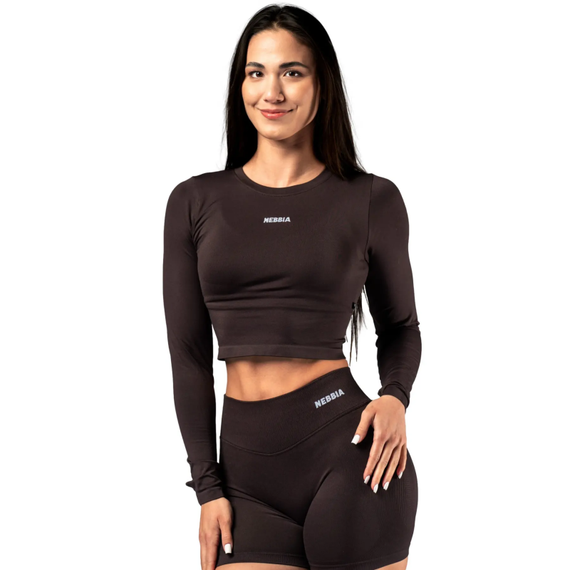 T-Shirt, langarm, Damen Nebbia Power Crop Top
