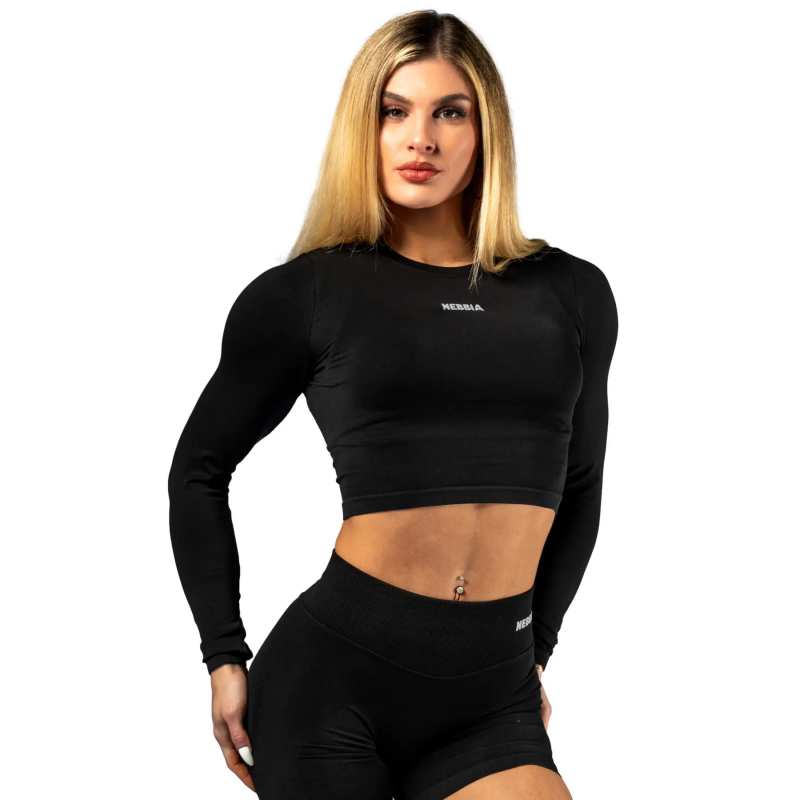 T-Shirt, langarm, Damen Nebbia Power Crop Top