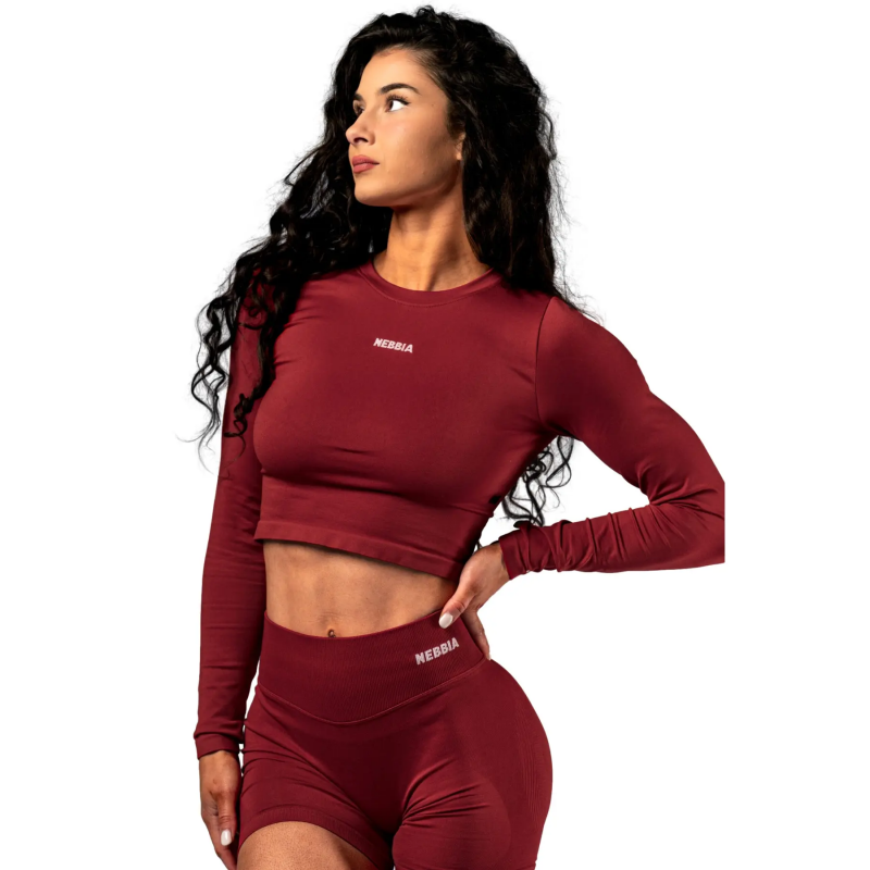 T-Shirt, langarm, Damen Nebbia Power Crop Top