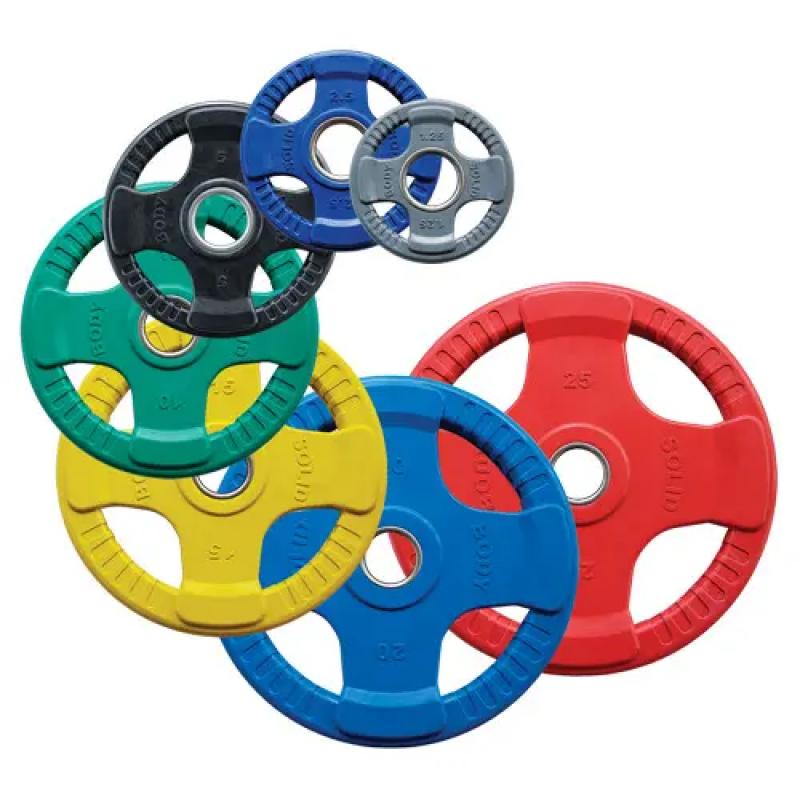 Body-Solid Olympische Scheiben mit 4 Griffen aus gefärbtem Gummi 2,5 kg