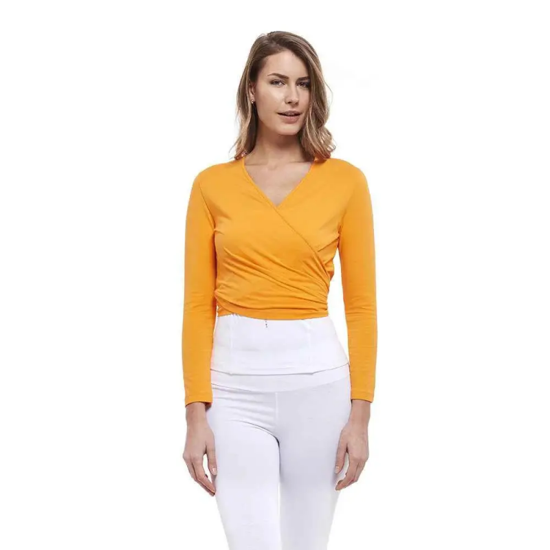 Langarm Wickelshirt Damen Yogaessential Chakra