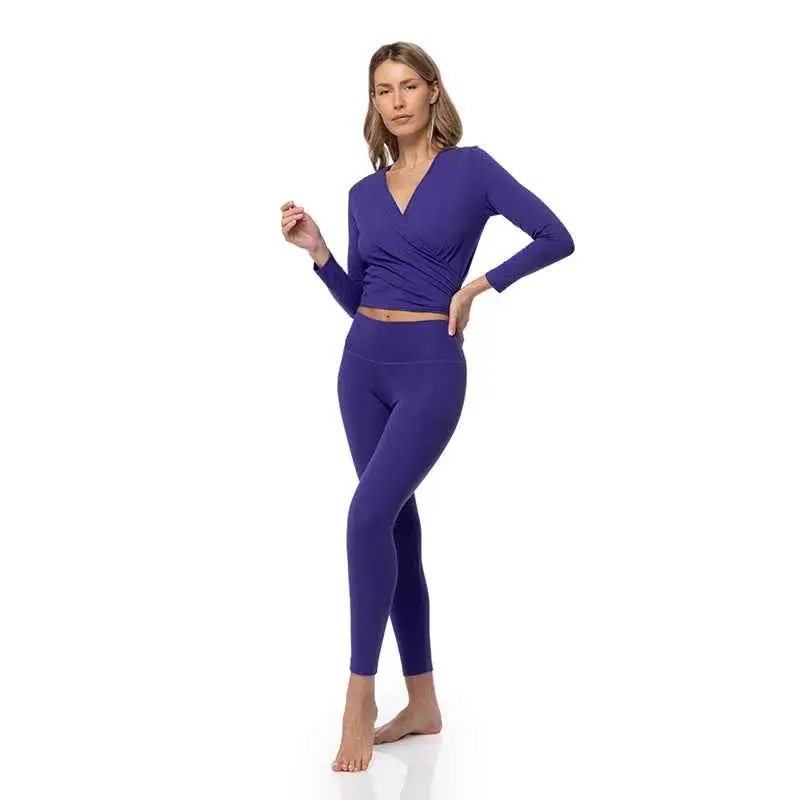 Langarm Wickelshirt Damen Yogaessential Chakra