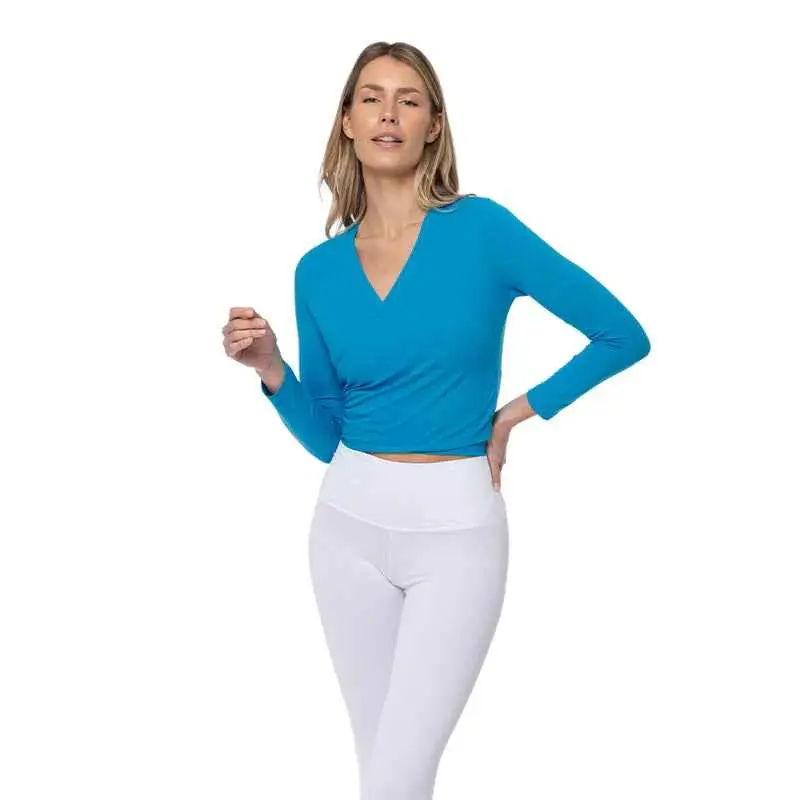 Langarm Wickelshirt Damen Yogaessential Chakra