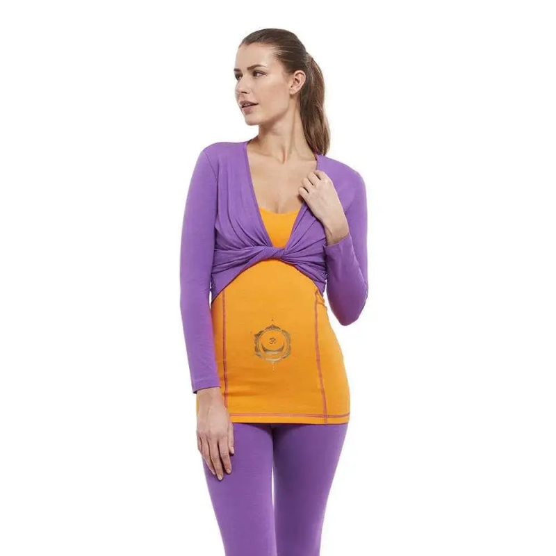 Langarm Wickelshirt Damen Yogaessential Chakra