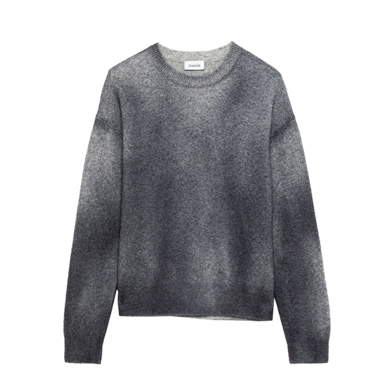 Amish Strickwaren Girocollo Grigia in Cashmere