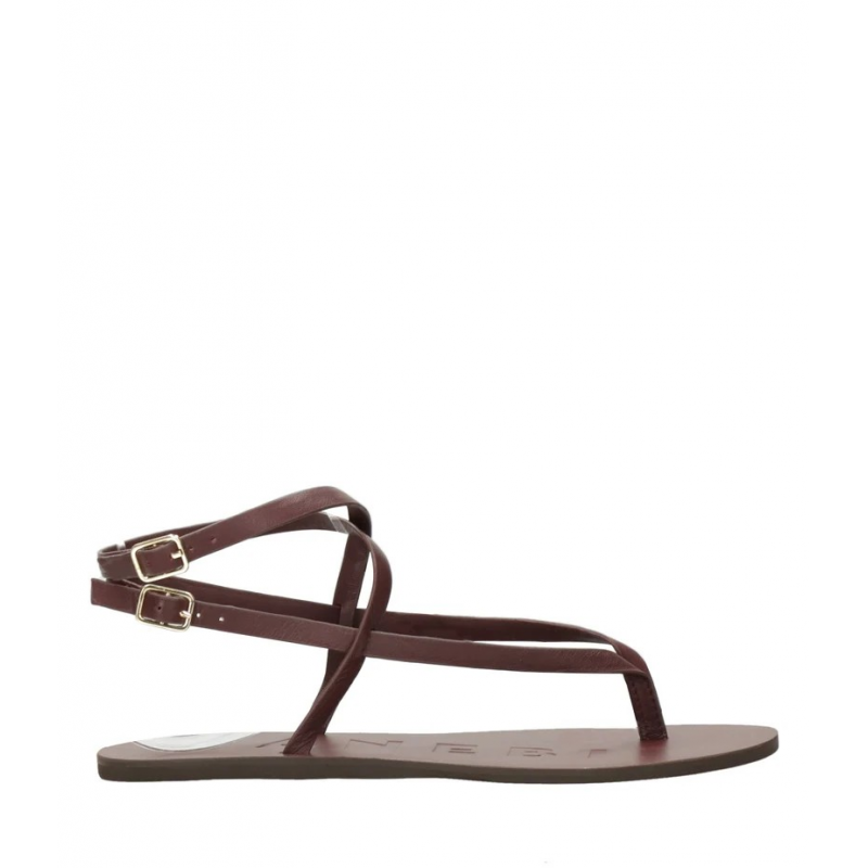 Frauen Manebi Leder Sandalen Liscia Farbe Burgund