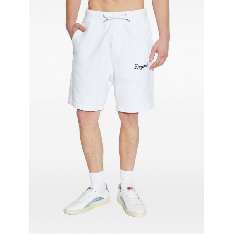 Dsquared2 kurzer weiBer Mann Logo bestickt
