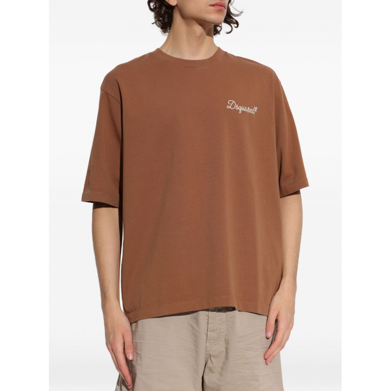 Dsquared2 t-shirt braun man logo bestickt