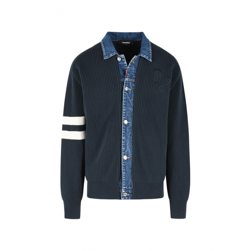 Dsquared2 cardigan blau Mann Kragen Denim