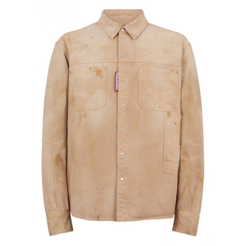Dsquared2 Beige Hemd Mann verblasste Wirkung