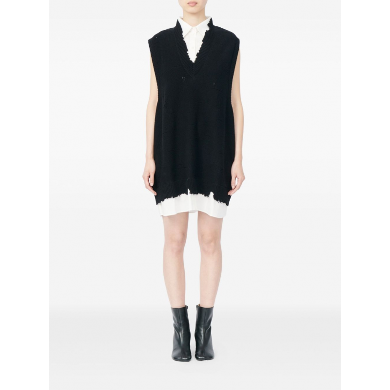 mm6 maison margiela Kleid schwarz Frau Detail Fransen