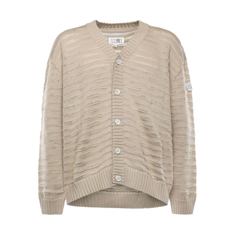 mm6 Mann beige cardigan maison mit knopf