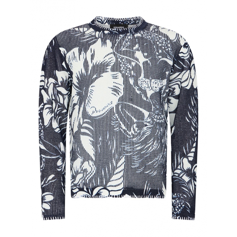 Dsquared2 blau-weiBes Blumen-Mann-Netz
