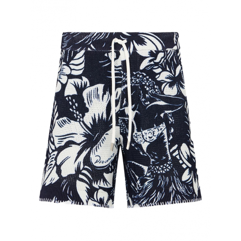 Dsquared2 kurzer Blumenmann blau