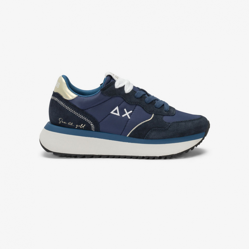 schuhe groB ally gold frau navy blau
