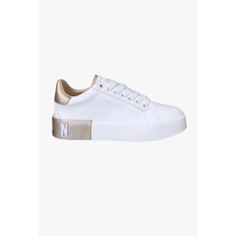 Schuhe Frau weiB-gold