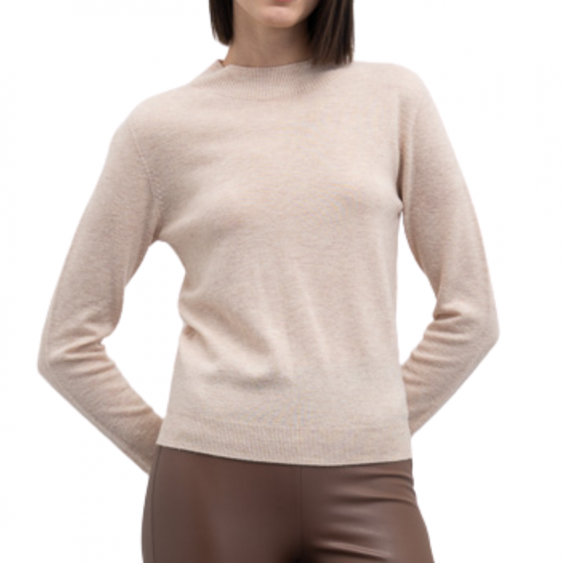 Goa Goa 100% Wolle ultraweich beige Crew Ausschnitt Dolores Muster mit langen Armeln